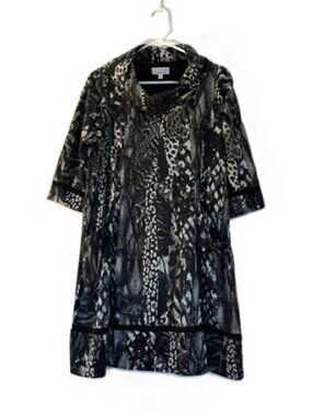 Signature by Bobbie Bee Black and White Dress with Animal Print Pattern